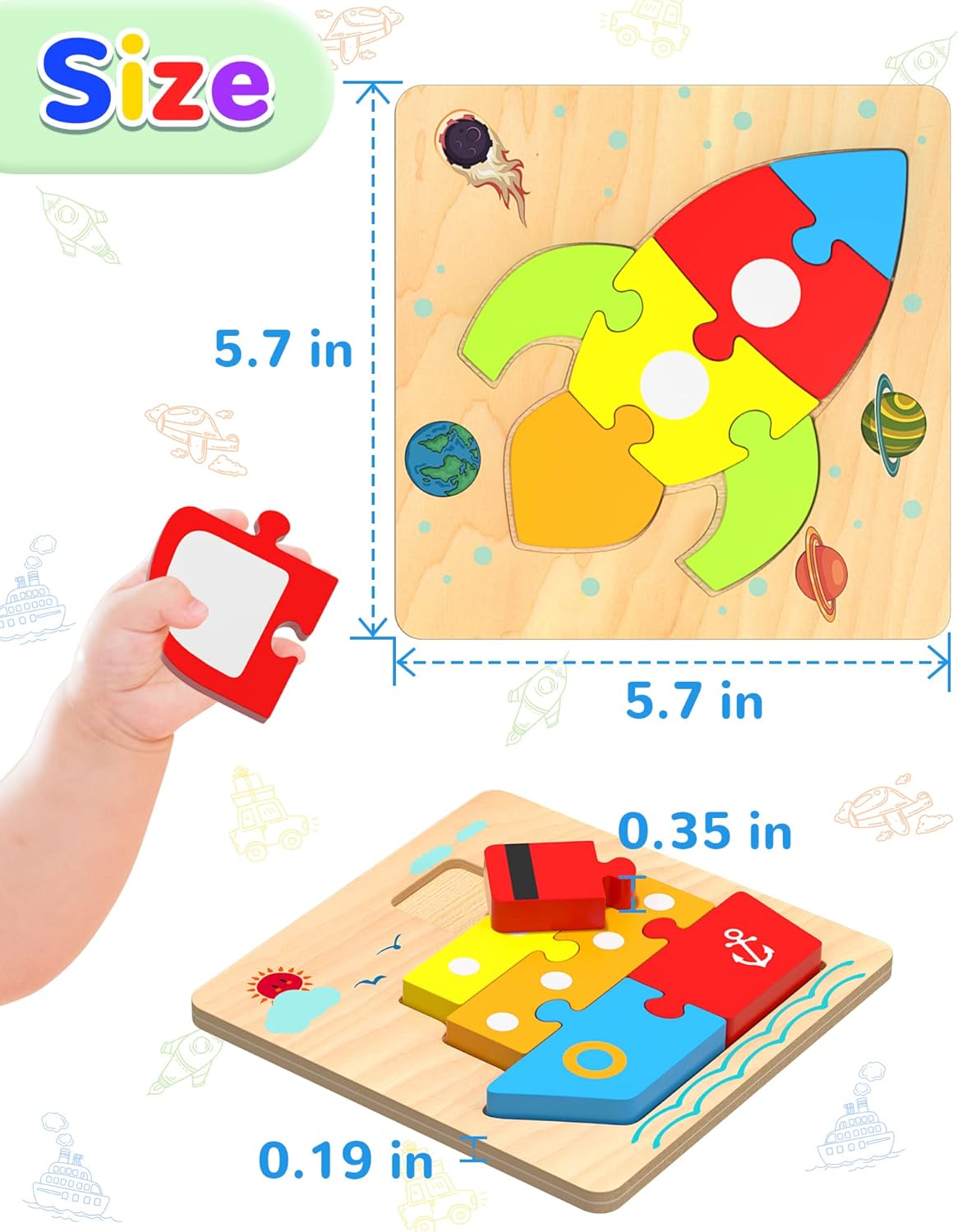 Wooden Toddler Puzzles Gifts Toys for 1 2 3 Years Old Boys Girls