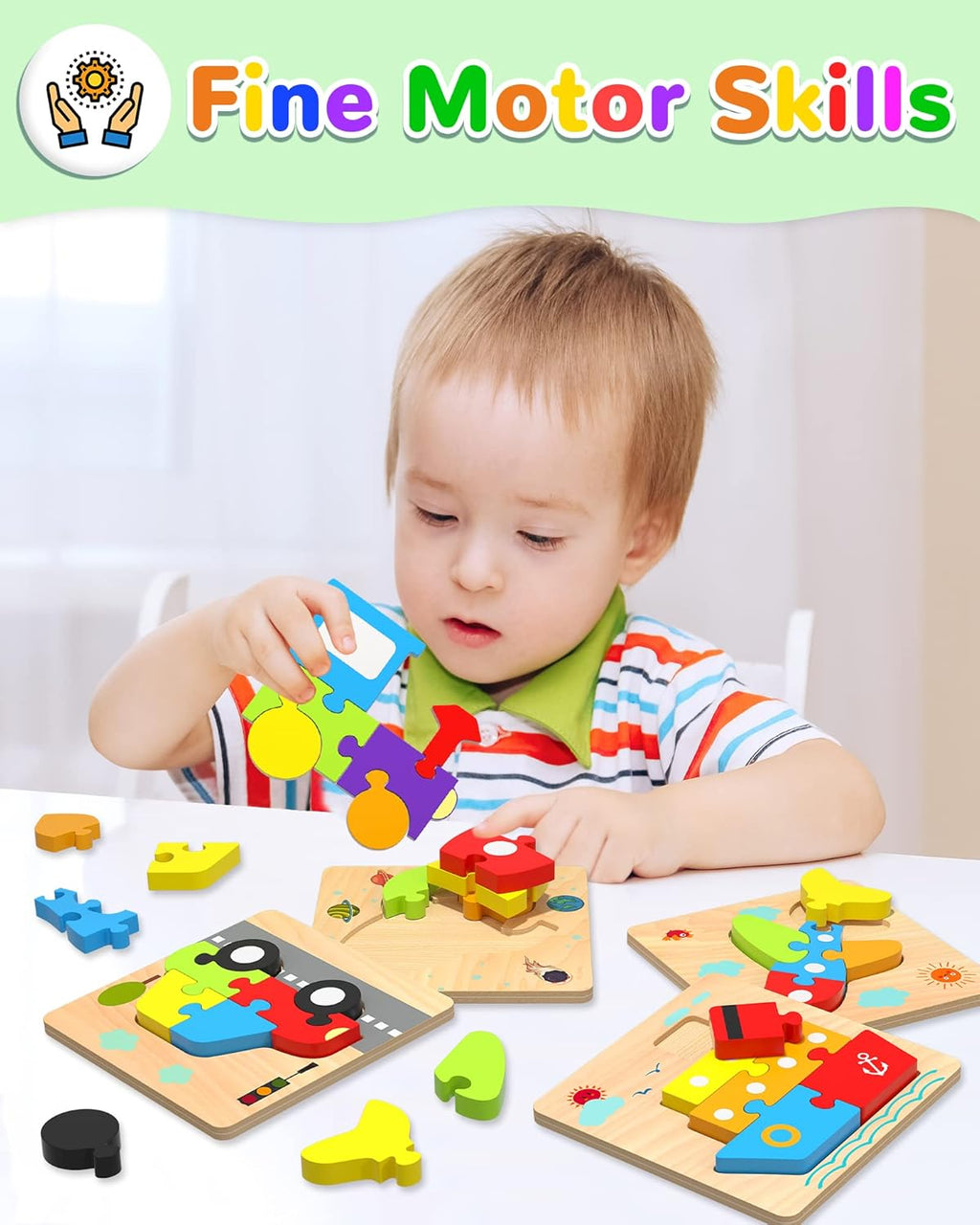 Wooden Toddler Puzzles Gifts Toys for 1 2 3 Years Old Boys Girls