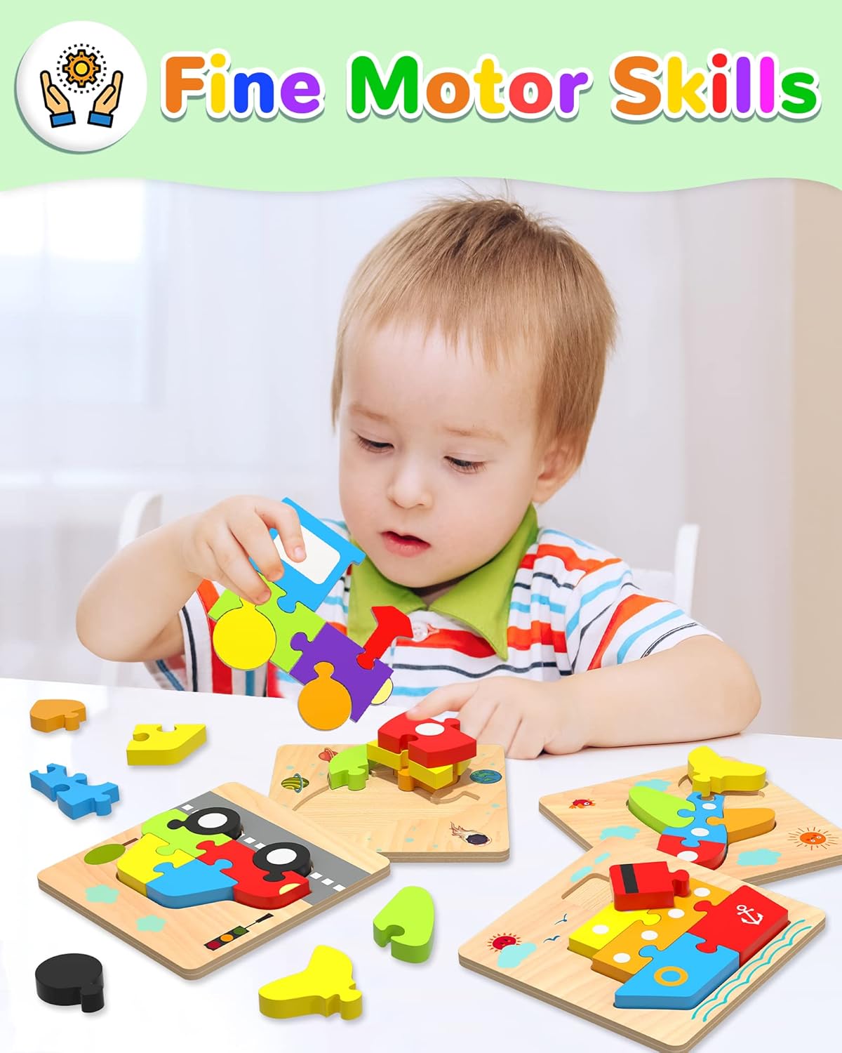 Wooden Toddler Puzzles Gifts Toys for 1 2 3 Years Old Boys Girls