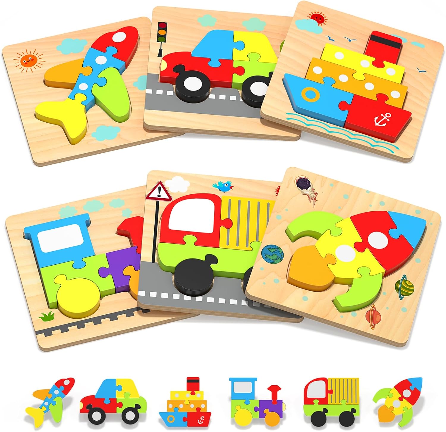 Wooden Toddler Puzzles Gifts Toys for 1 2 3 Years Old Boys Girls