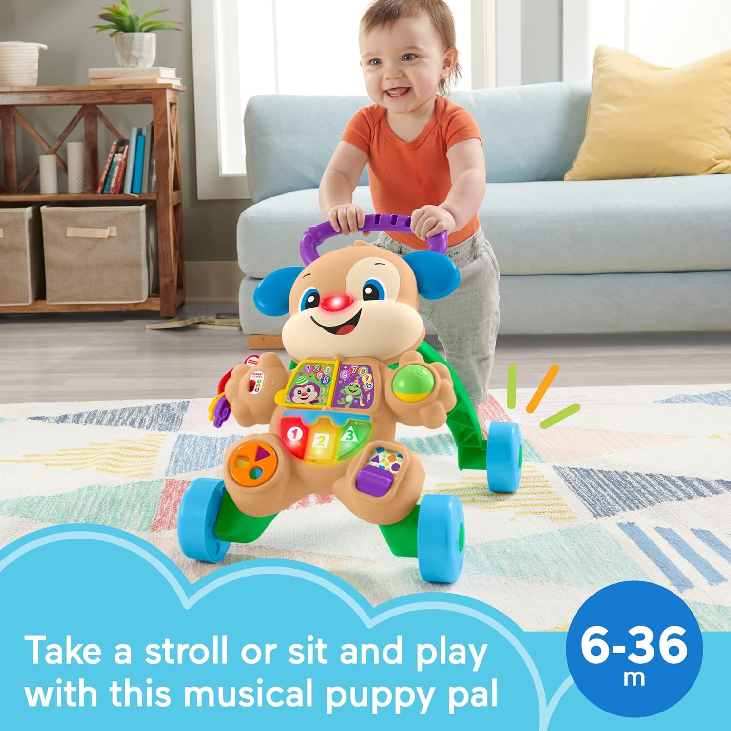 Learn Smart Stages Puppy Walker with Educational Music Lights & Activities for Infants Ages 6+ Months